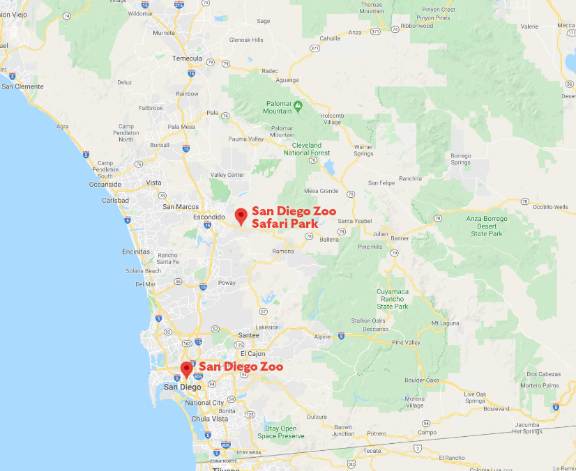 San Diego Zoo Wildlife Alliance Park Locations Map