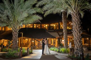 Wedding couple at night