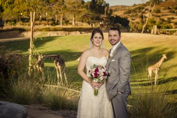 Bride and Groom with Giraffes