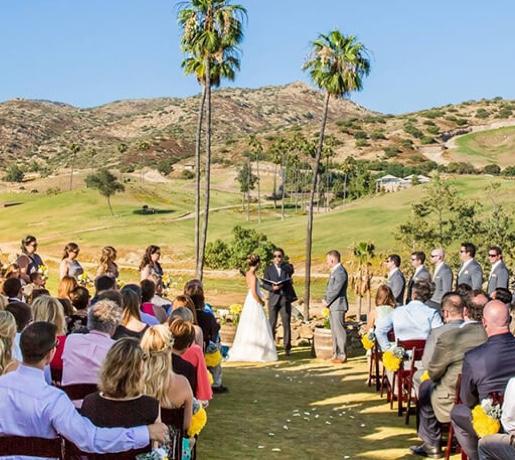 Ceremony from behind crowd 